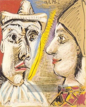 Pierrot et arlequin de profil 1971 Kubisten Ölgemälde
